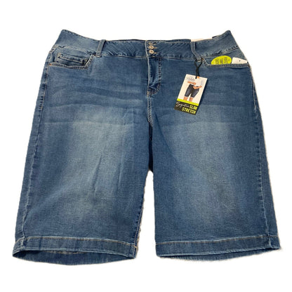 NWT Royalty Slim Stretch High Rise Bermuda Denim Shorts Size 20W in Blue Wash
