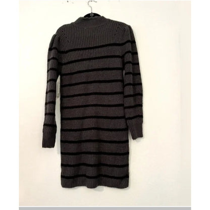 RD Style Size XS SweaterDress long sleeve Charcoal Gray Black Stripe NEW winter