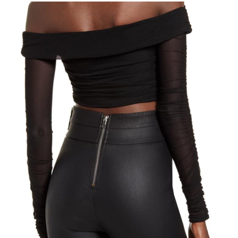 Tiger Mist Women's Crop black long sleee PARTY SEXY CLUBWEAR SIZE LARGE