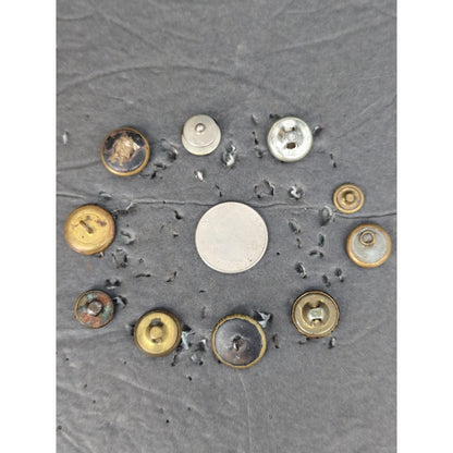 LOT AA of 10 Antique Vintage Victorian Brass Mixed Materials Buttons ESTATE FIND