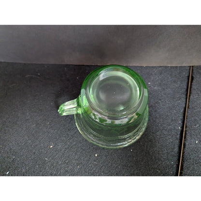 Green Depression Glass Tea Cup and Saucer Set Vintage Federal Princess Pattern