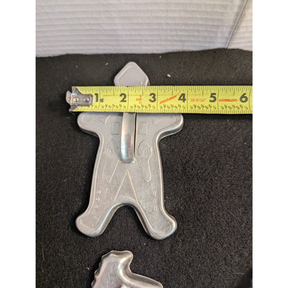 Vintage Metal Aluminum Christmas Cookie Cutters Handle Set of 5 Holiday
