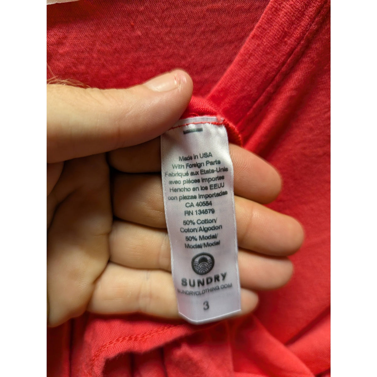 Sundry casual Tee Shirt T-shirt Red long sleeve Size Large (3) oversized NEW