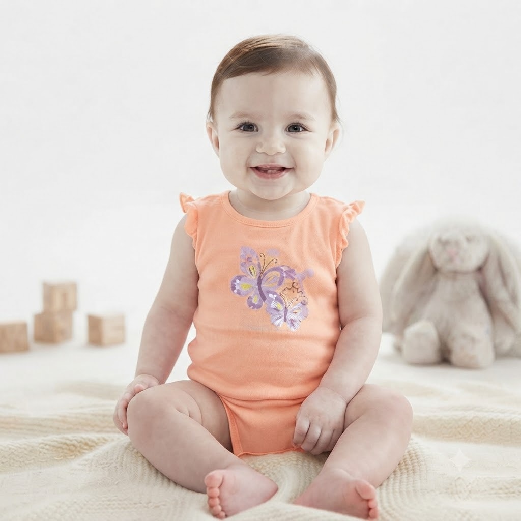 Carter's Baby Girls Orange Butterfly Sleeveless One piece Size 18 Months