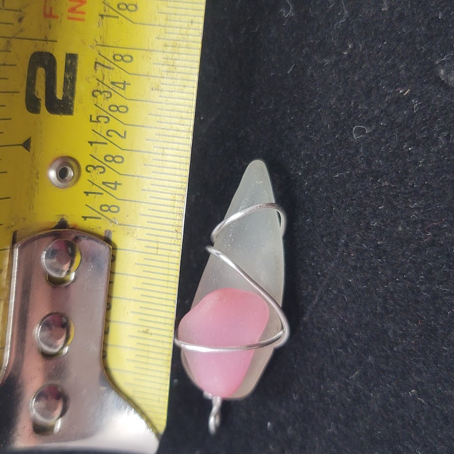 Handmade in the Caribbean SEA GLASS PENDANT silver metal wrapped