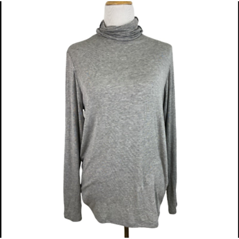 CHELSEA28 Grey layering turtleneck lettuce trim long sleeve Size XL Sweater