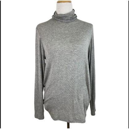 CHELSEA28 Grey layering turtleneck lettuce trim long sleeve Size XL Sweater