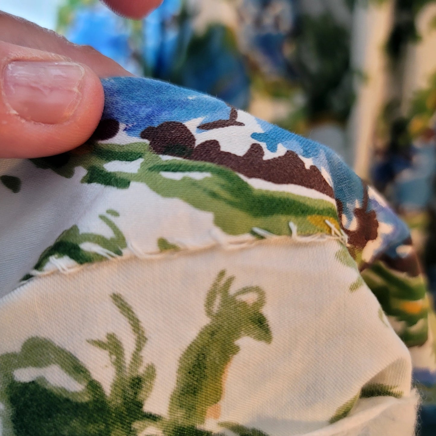 Vintage  Sindorff 1950s Wiggle dress cotton Blue yellow floral pleated Small Cap