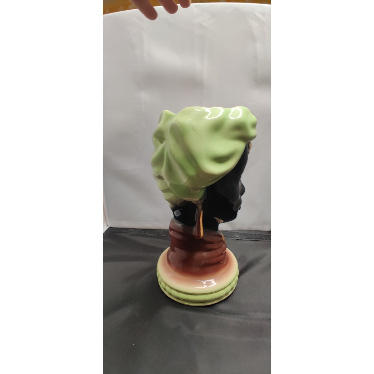 Vintage 1950s 9" Female Blackamoor African Head Vase Planter Turban Figurine