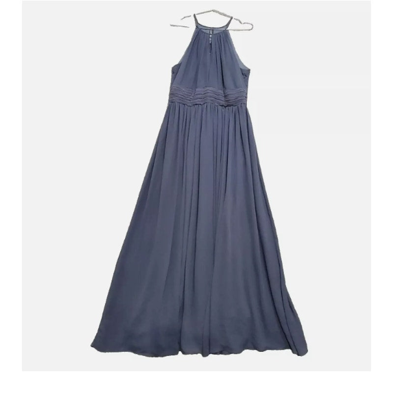Levkoff Size 4 Dress Maxi Formal Slate Blue Sweetheart keyhole Sleeveless NEW