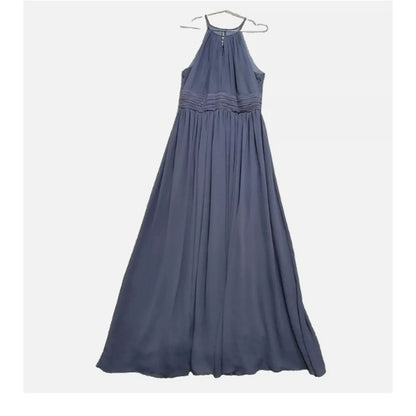 Levkoff Size 4 Dress Maxi Formal Slate Blue Sweetheart keyhole Sleeveless NEW