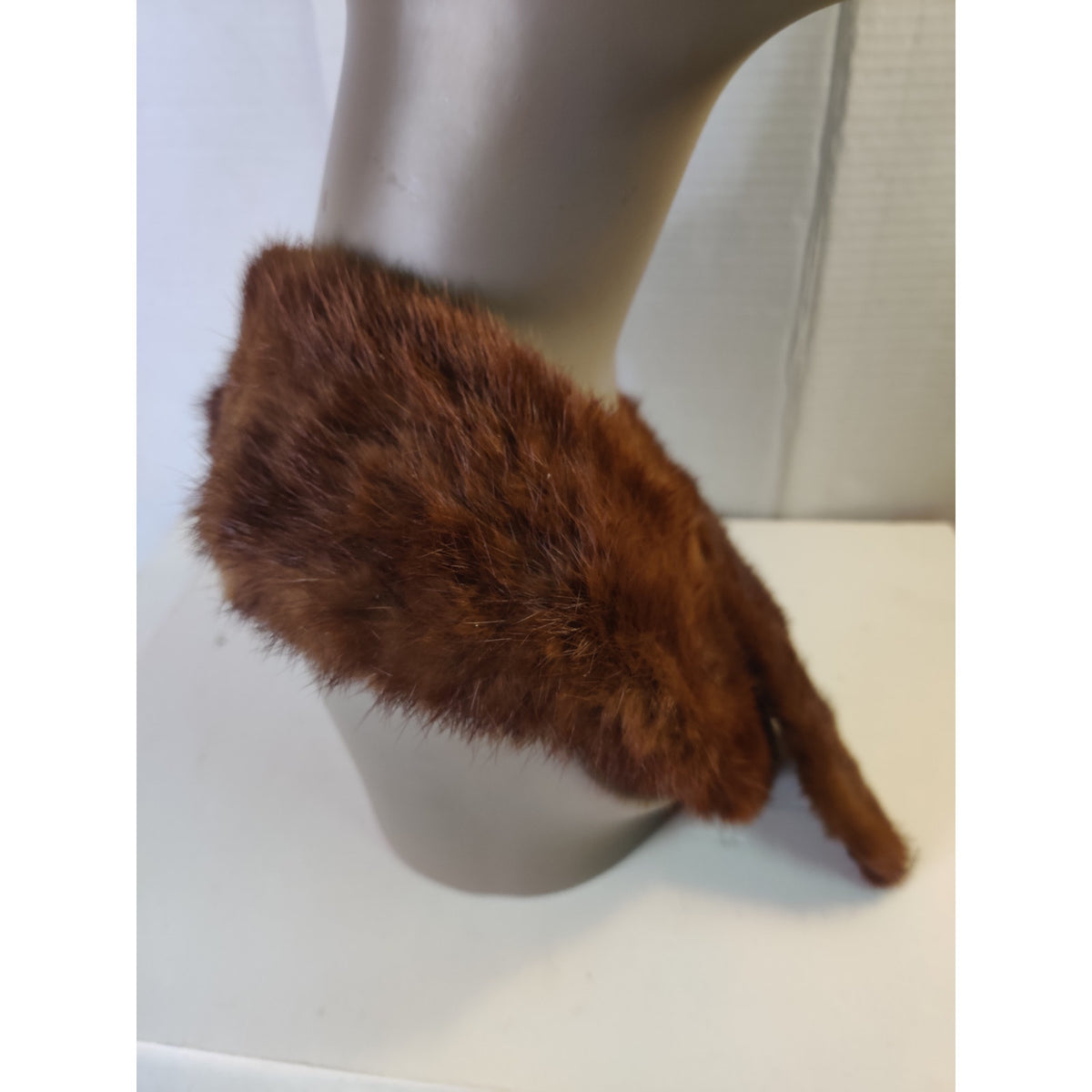 Vintage Brown Real Fur Collar Wrap Stole Coat Collar Craft