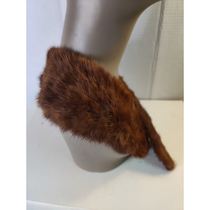Vintage Brown Real Fur Collar Wrap Stole Coat Collar Craft