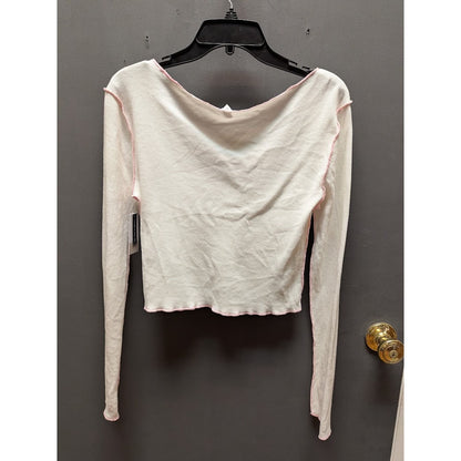BP. scoop neck long sleeve White Pink thermal top shirt Tshirt waffleknit Medium