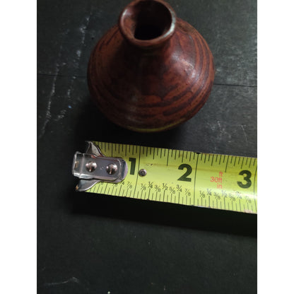 Vintage Studio Pottery Brown Miniature Bud Vase Handcrafted Small Art Pottery