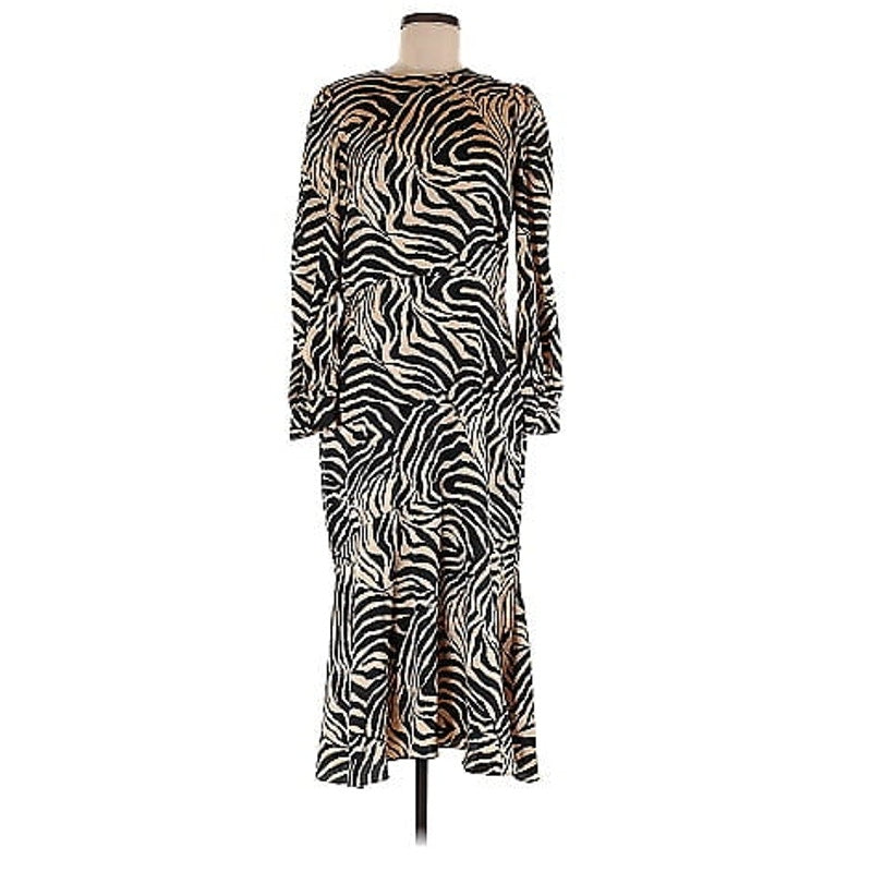 Chelsea 28 Dress XL/Extra Large nEW BLACK GOLD dress flounce bottom 3/4 sleeve