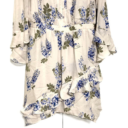 Vince Camuto Chiffon Asymmetrical Ruffle Button Front Dress Sz 12 in Ivory NWT