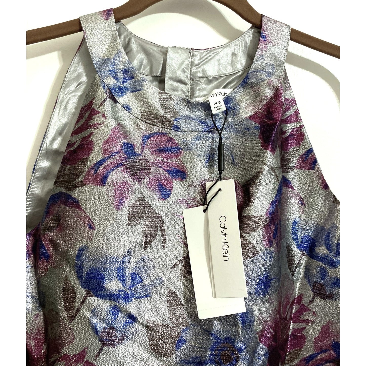 Calvin Klein Big Girl Plus Halter Neck Shimmer Dress Sz 14.5 in 500 Violet NWT