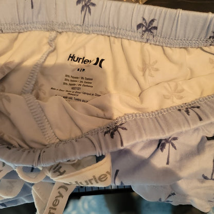 Hurley Pajama Set Size SMALL Baby Blue coconuts Long sleeve and Shorts NEW