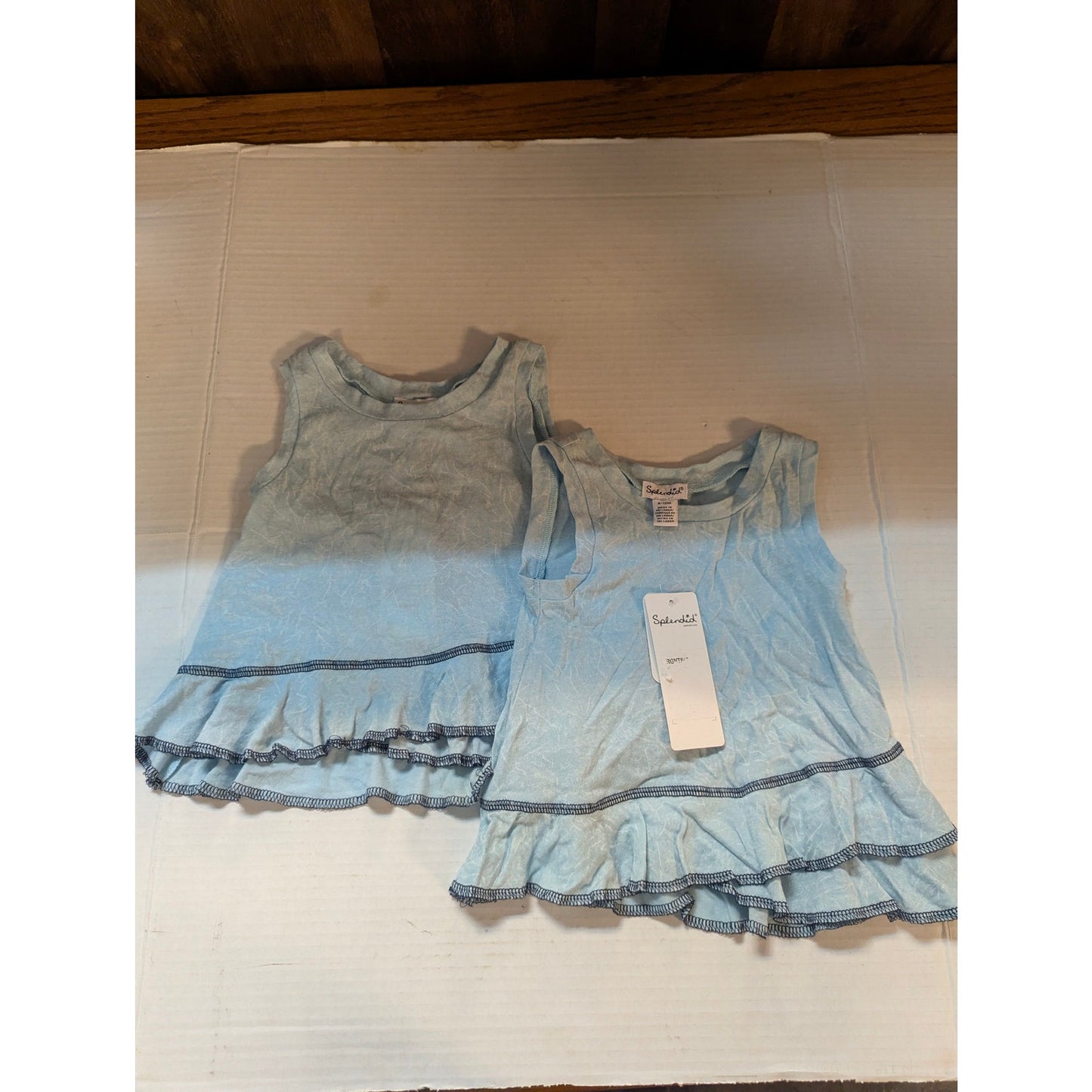 Splendid Baby Girls Blue Striped Ruffle Tiered Dress 2-Pack Size 6-12 Months NWT