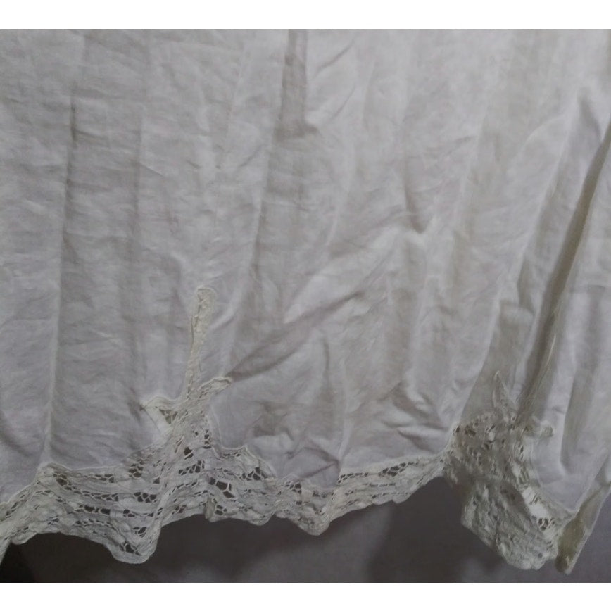 Liz Claiborne White Linen Midi Eyelet Trim Sleeveless Casual Summer Dress Siz 14