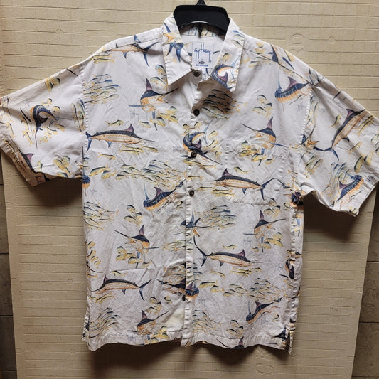 Guy Harvey shirt 100% Cotton Mens Large Short Sleeve Sailfish Shirt