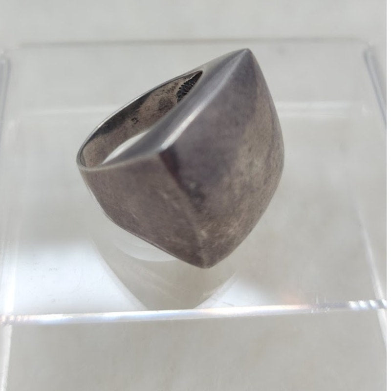 Vintage Modernist Sterling Silver Convex Shield Statement Ring Size 9
