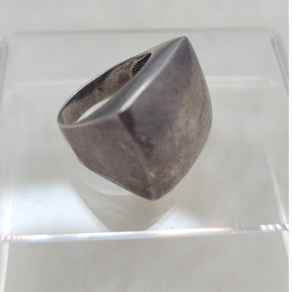 Vintage Modernist Sterling Silver Convex Shield Statement Ring Size 9