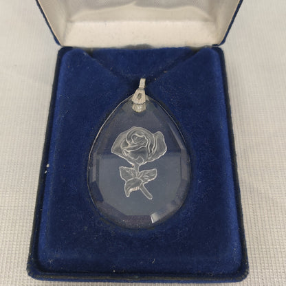 Little Gallery Faceted Lead Crystal Rose Pendant Necklace Hallmark