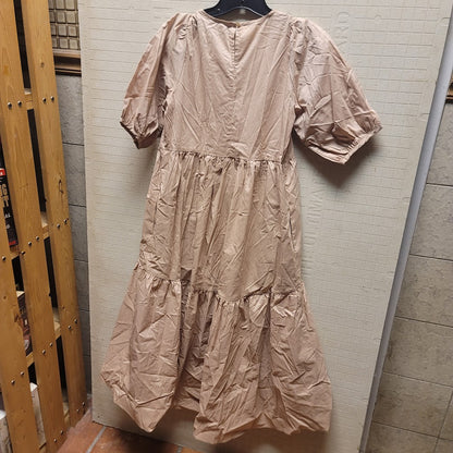 Code X Mode Taupe DRESS PUFF SLEEVES Pockets SIZE Small lightweight Tiered NEW