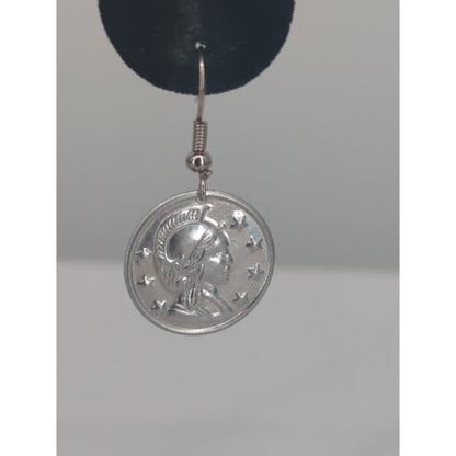 Vintage Silver Tone Coin Dangle Earrings Boho Chic Statement Jewelry