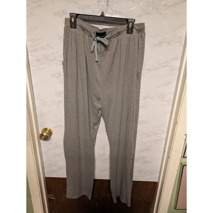 tahari Size Medium (32-34) Gray Tie Waist Pajama bottoms PJs wide leg Pockets