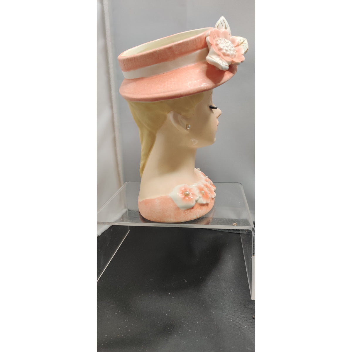 Vintage Rubens Pink Floral Lady Headvase Mid Century Kitsch Retro Collectibles!!