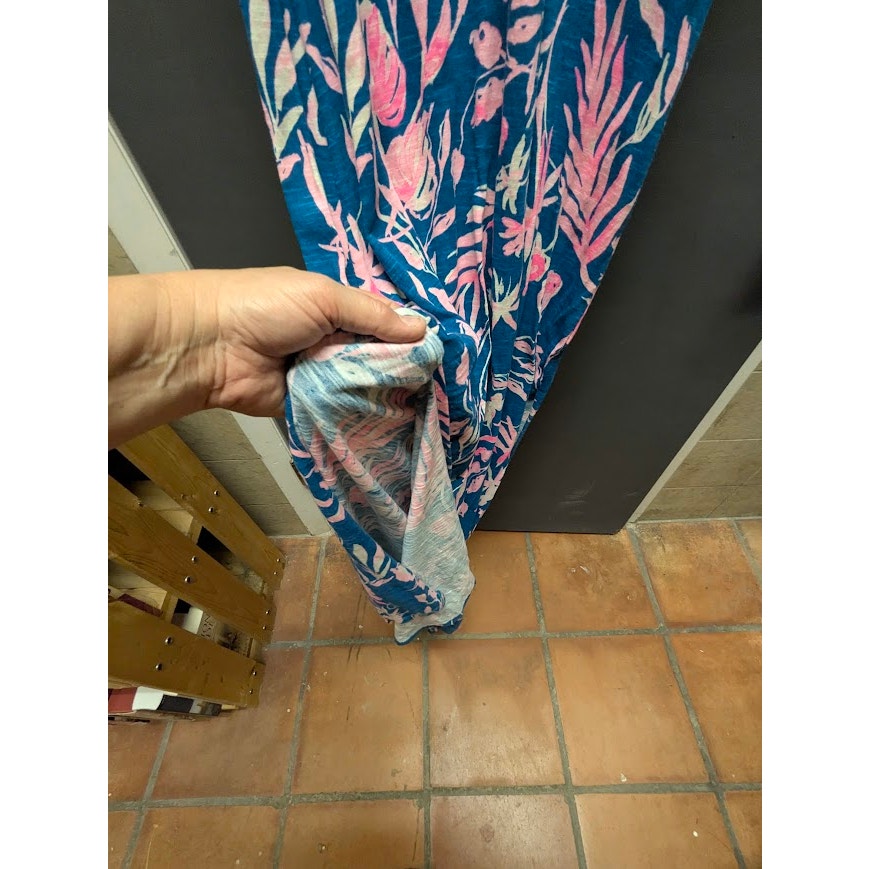 Lilly Pulitzer Essie Maxi Dress Blue Pink Floral Cotton Size Medium Resort
