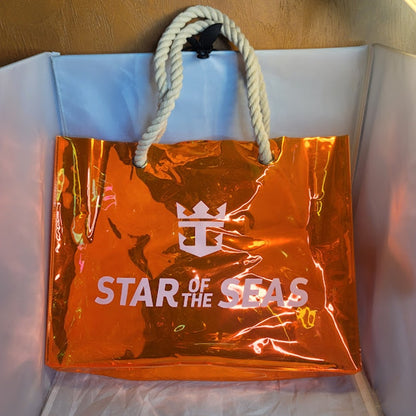 Royal Star of the Seas Orange iridescent Tote Beach Bag Rope Handle 16" x 12"
