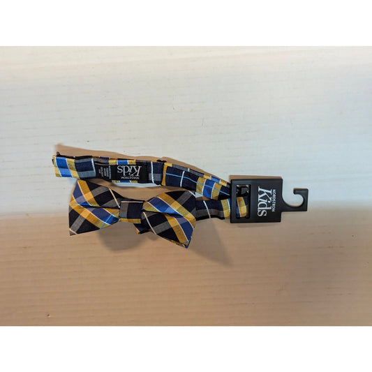 Nordstrom Kids Boys Plaid Pre-Tied Bow Tie Yellow Blue NWT