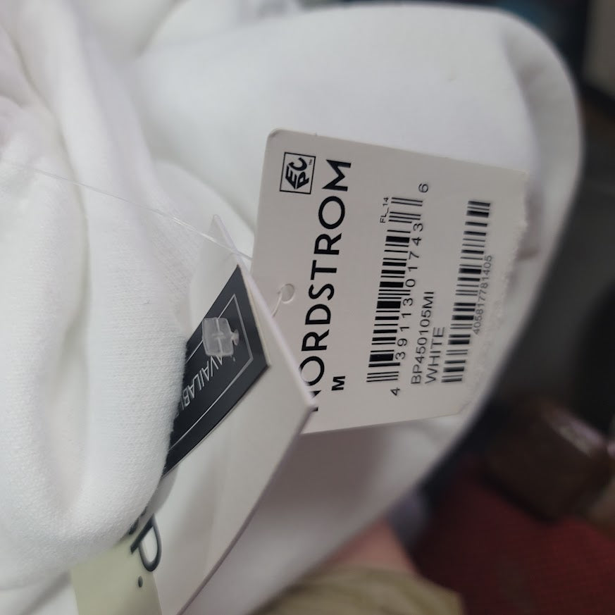 Oversize Fleece Joggers BP. Drawstring Size Medium Elastic Hem White NEW