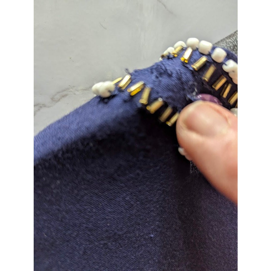 Lilly Pulitzer Navy Blue Jeweled Embellished Tunic Blouse Shirt Small flawed