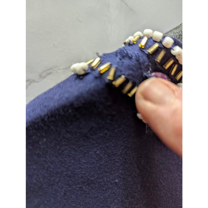 Lilly Pulitzer Navy Blue Jeweled Embellished Tunic Blouse Shirt Small flawed