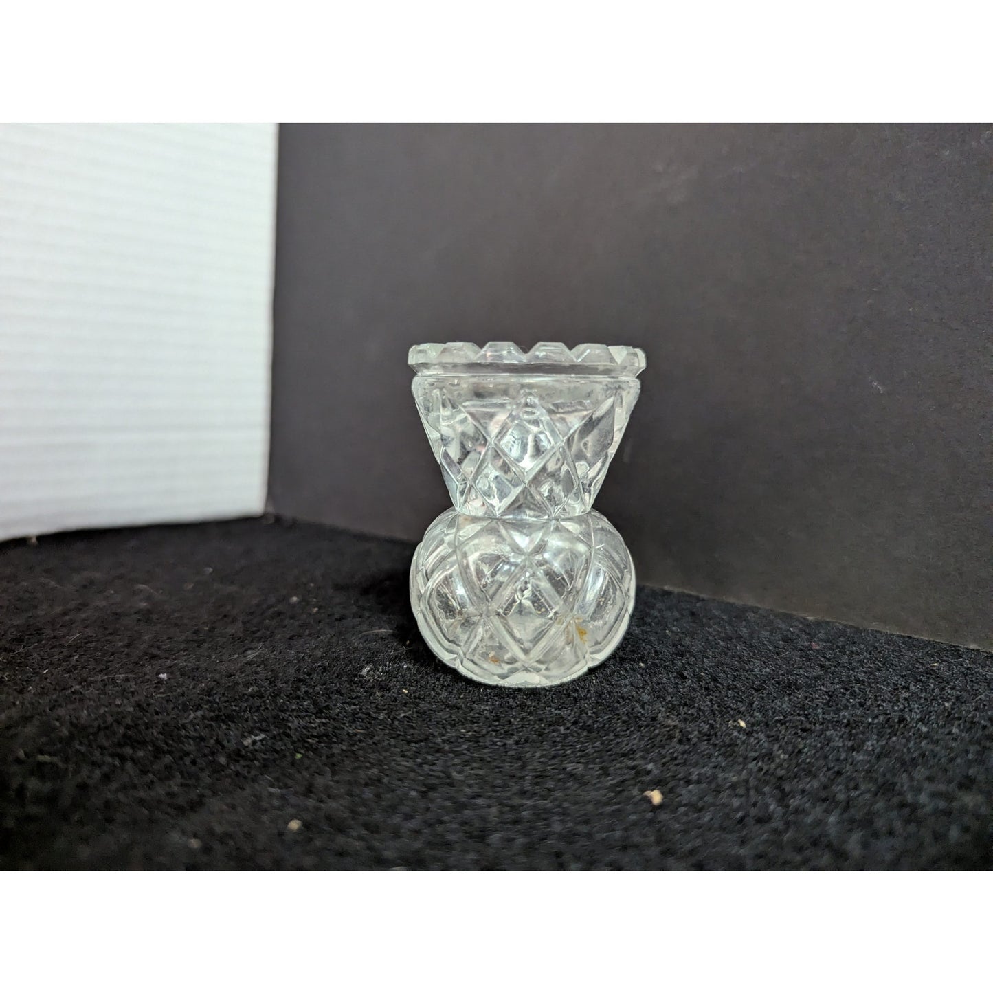 Vintage Clear Cut Glass Hourglass Toothpick Holder TableWare Fancy