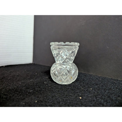 Vintage Clear Cut Glass Hourglass Toothpick Holder TableWare Fancy