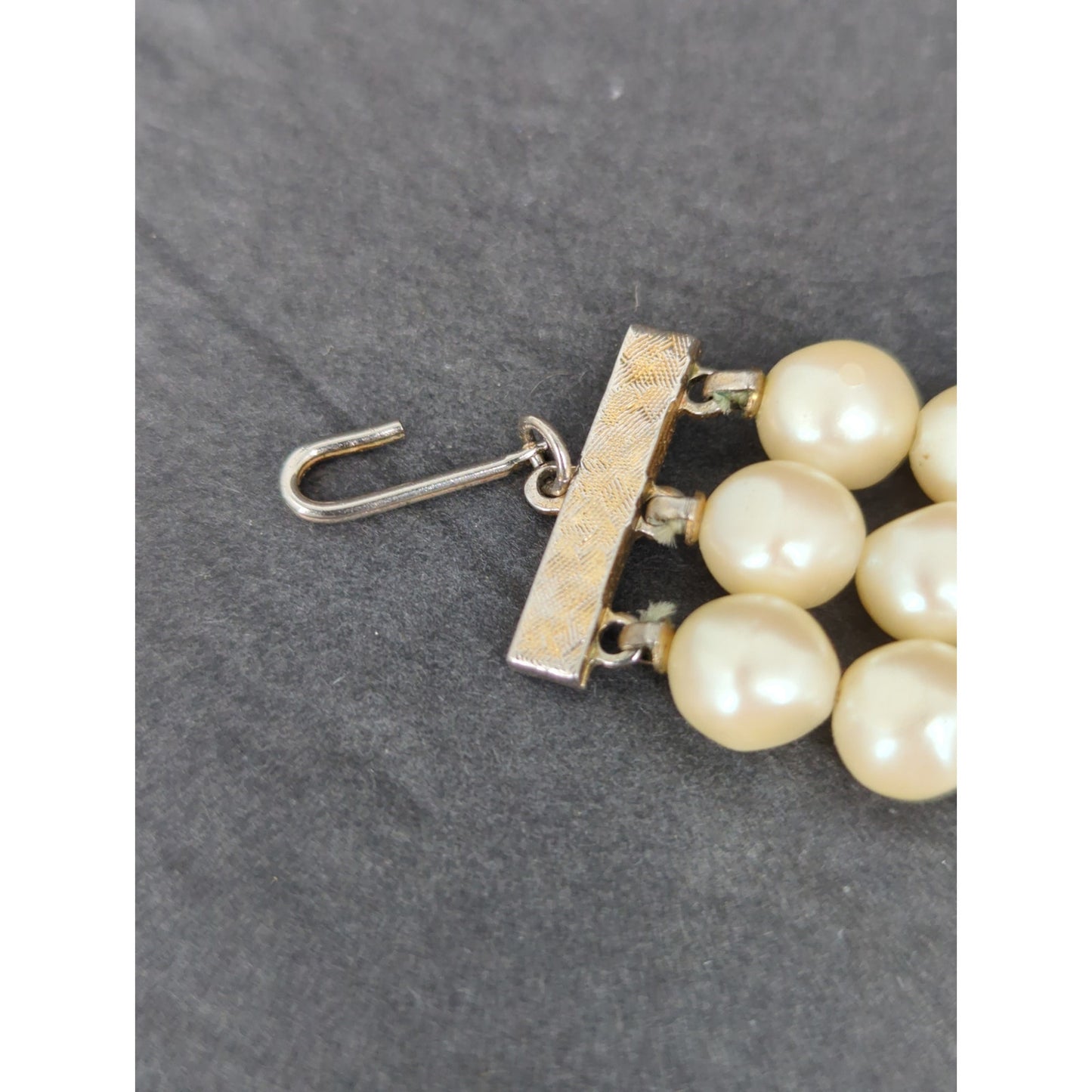 Vintage Triple Strand Faux Pearl Choker Cameo Centerpiece Victorian Style