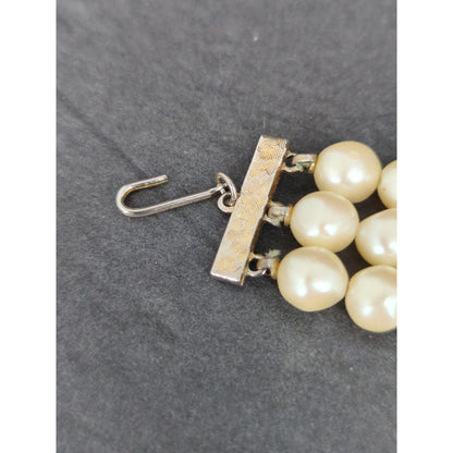 Vintage Triple Strand Faux Pearl Choker Cameo Centerpiece Victorian Style