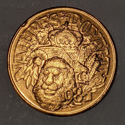 Mardi Gras Nature's Royalty King of Carnival Gold Aluminum Coin 1985 New Orleans