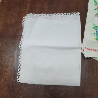 Vintage lot of 3 Linens, Table Runner, Embroidery Dishcloth tea towel Multi Size