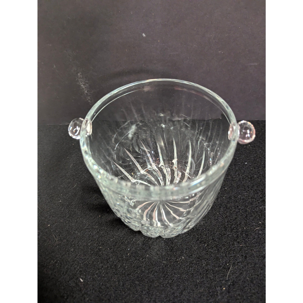 Vintage Petite Glass Ice or Champagne Bucket With Handle Nubs