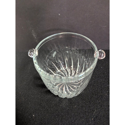 Vintage Petite Glass Ice or Champagne Bucket With Handle Nubs