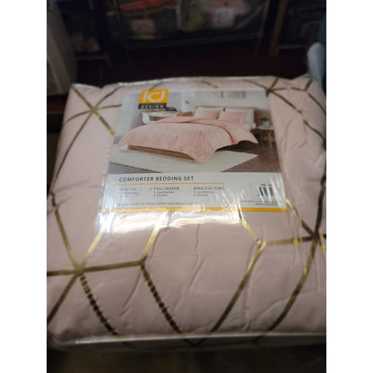 Intelligent Design Khloe Metallic Printed Set QUEEN Pink Gold comforter shams