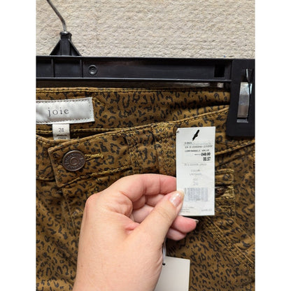 Joie $248 Park Cheetah Print Skinny Cropped Cargo Jeans Size 24