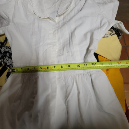 Crest Vintage White Cotton Blend Short Sleeve Nurse Uniform Dress 4 XS